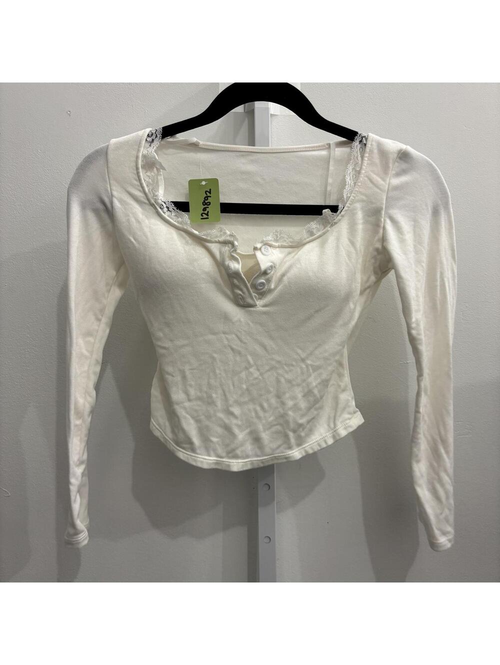 White Long Sleeve Top with Built-in Bra